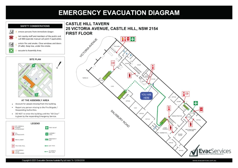 castle hill-tavern evacuation diagram