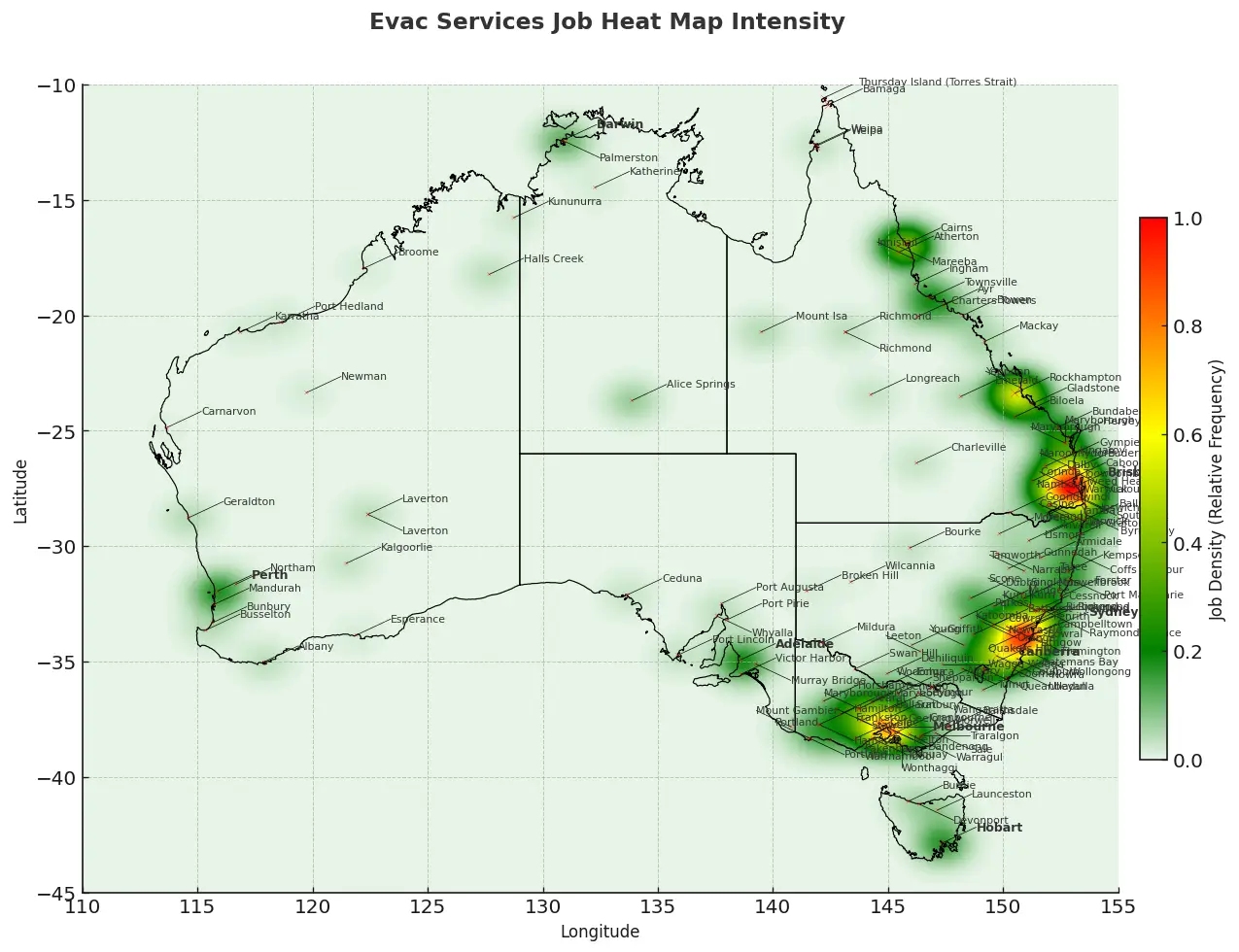 evac services job heat map