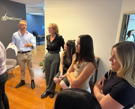 training evacuation with colleague